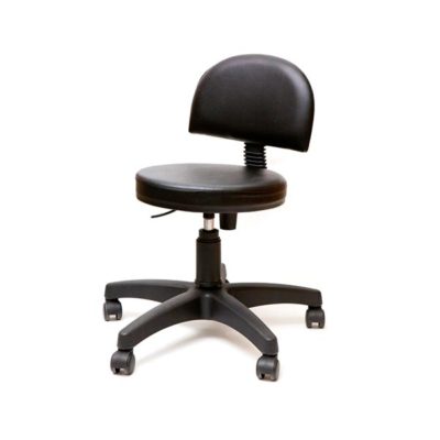 Σκαμπό τροχήλατο με πλάτη σε μαύρο χρώμα