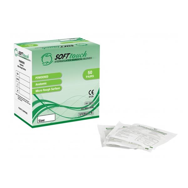 Γάντια Χειρουργικά Soft Touch με πούδρα 1τεμ 8.8gr
